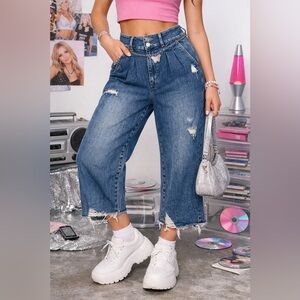 Flying Monkey Distressed Crop Slim Straight Jeans Size 26